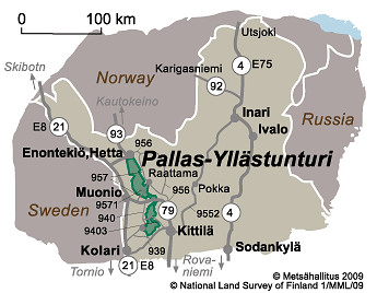 Pallas-Yllastunturi map